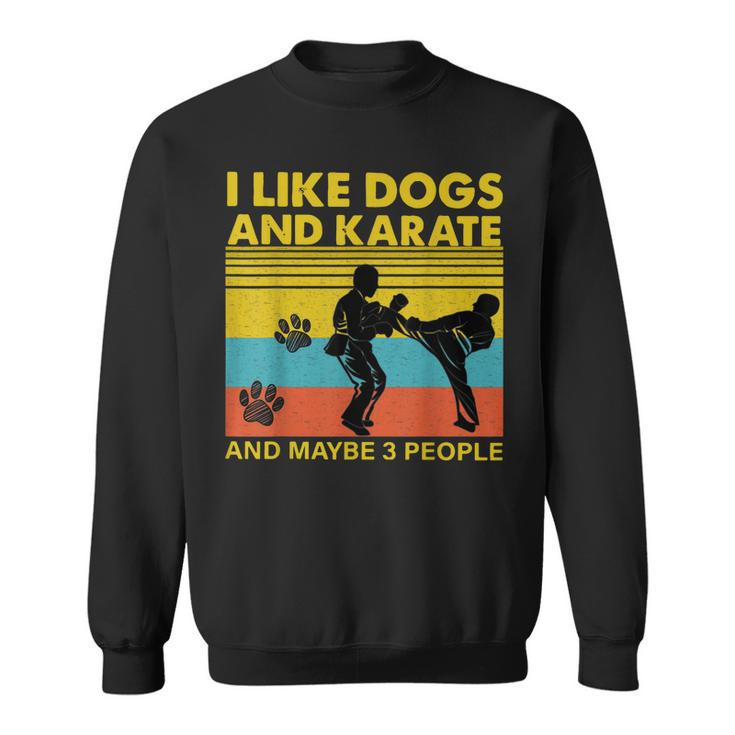 Vintage I Like Dogs And Karate And Maybe 3 People Funny Gift Sweatshirt