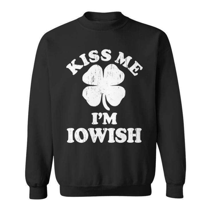 Vintage Kiss Me Im Iowish Shamrock Funny St Patricks Day Sweatshirt