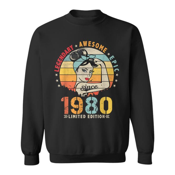 Vintage Legendary Awesome Epic Since 1980 Retro Birthday  Men Women Sweatshirt Graphic Print Unisex