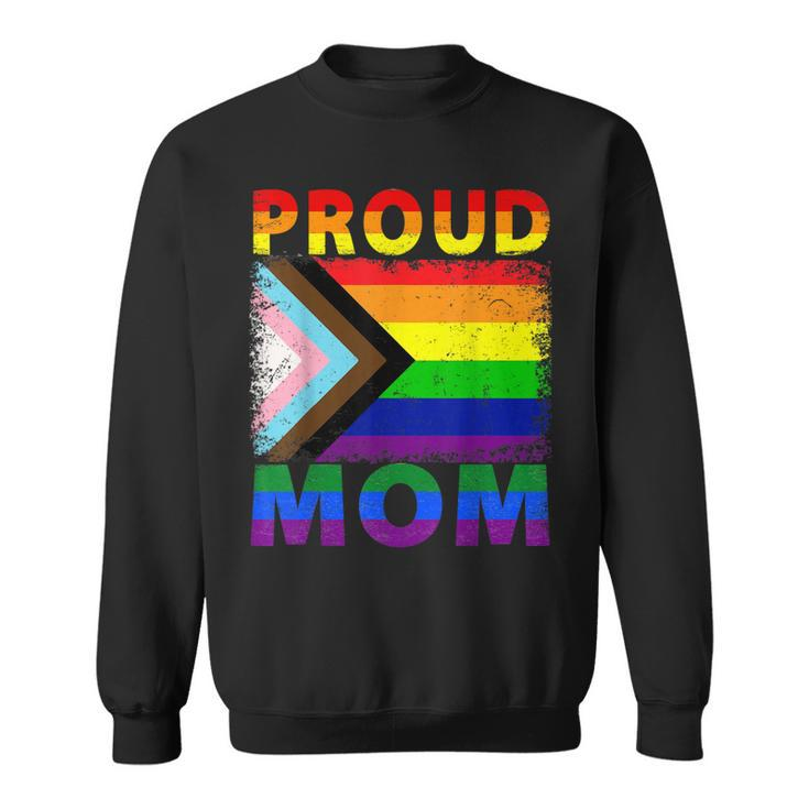 Vintage Lgbtq Rainbow Flag Proud Ally Pride Mom  Sweatshirt