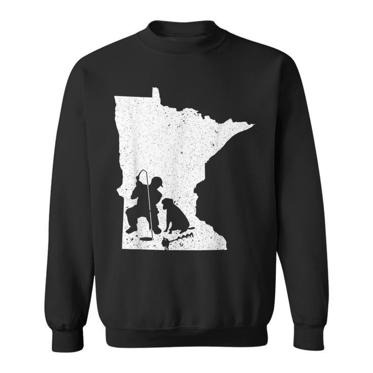 Vintage Minnesota Ice Fishing  & Dog Dad Gift Sweatshirt