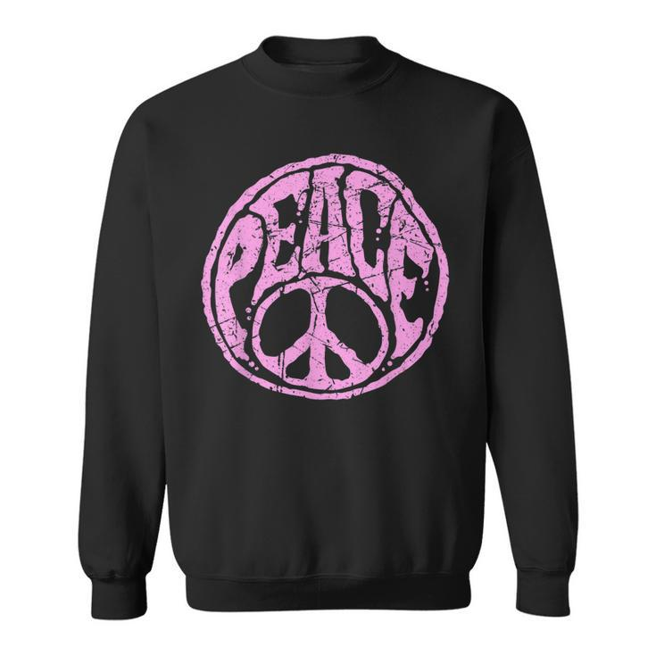 Vintage Pink Peace Sign 60S 70S Hippie Retro Peace Symbol  Sweatshirt