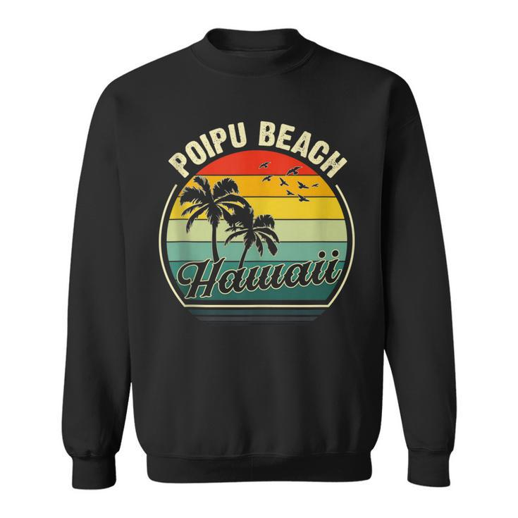 Vintage Poipu Koloa Kauai Beach Summer Vacation Sunset Palm  Sweatshirt