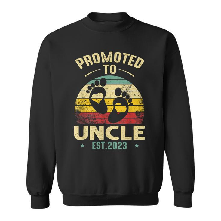 Vintage Promoted To Uncle 2023 Baby Feet New Uncle  Sweatshirt