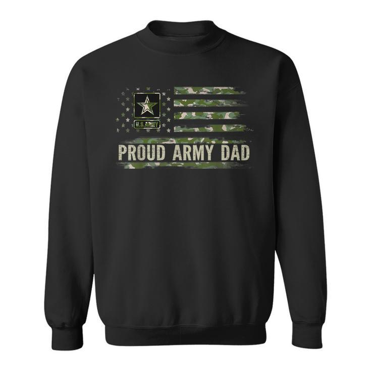 Vintage Proud Army Dad Camo American Flag Veteran Gift  Sweatshirt