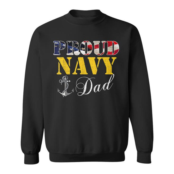 Vintage Proud Navy With American Flag For Dad Gift  Sweatshirt