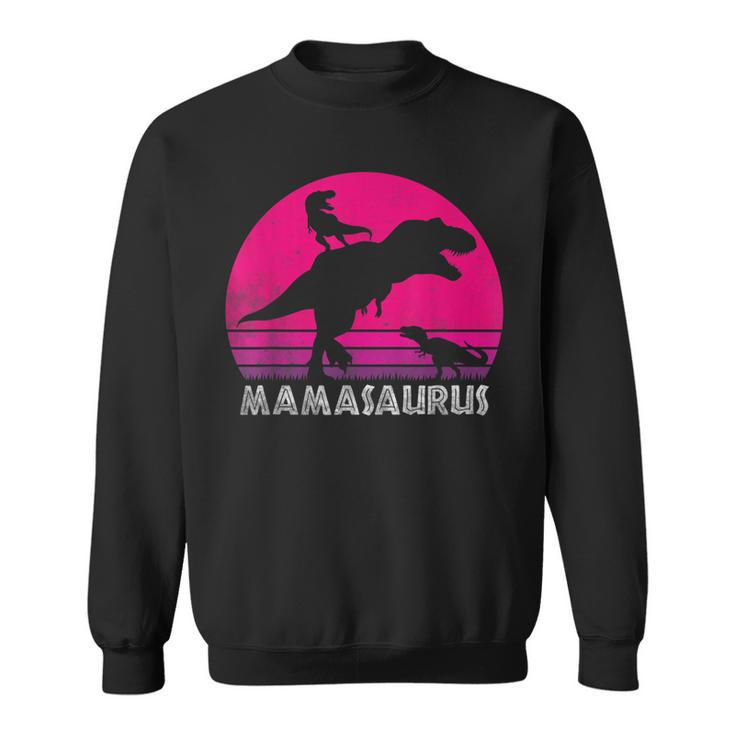 Vintage Retro 2 Kids Mamasaurus Sunset Funny Gift For Mother  Sweatshirt