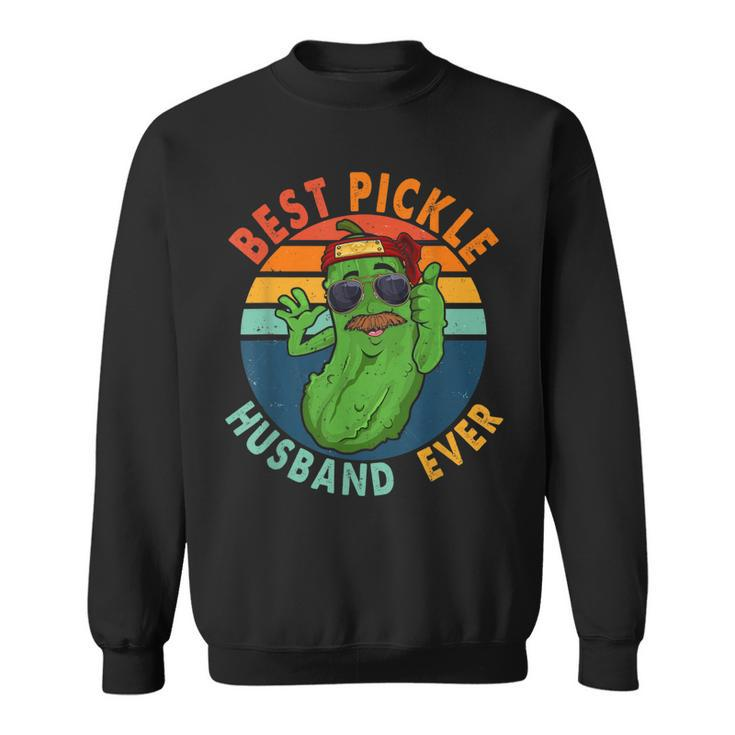 Vintage Retro Best Pickle Husband Ever Funny Pickle Mustache Sweatshirt