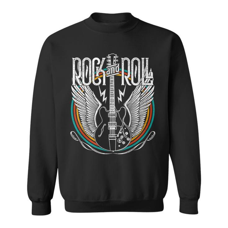 Vintage Retro Distressed 80S Rock & Roll Music Guitar Wings   Sweatshirt