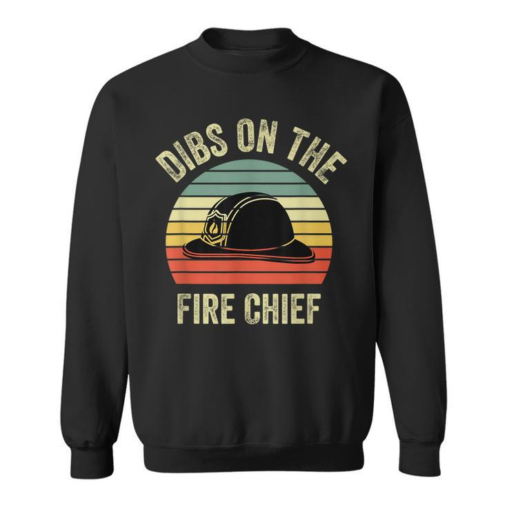Vintage Retro Sunset Fire Fighters Dibs On The Fire Chief  Sweatshirt