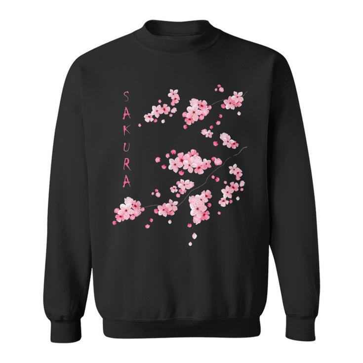 Vintage Sakura Cherry Blossom Japanese Graphical Art Sweatshirt