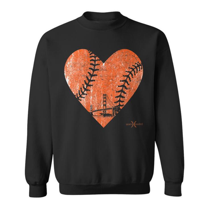 Us State San Francisco Baseball Vintage Heart Sweatshirt Seseable UK