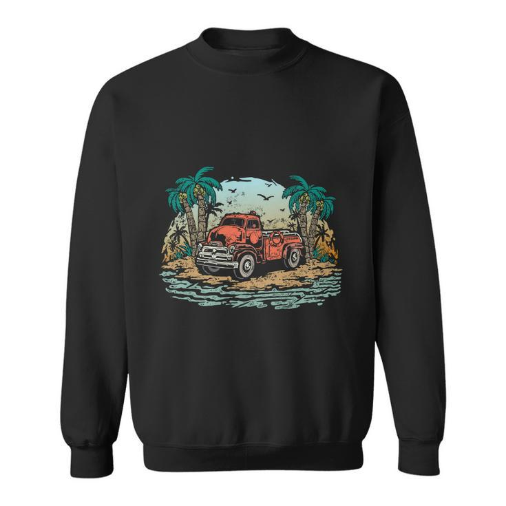 Vintage Summer Beach Lifeguard Car Sweatshirt