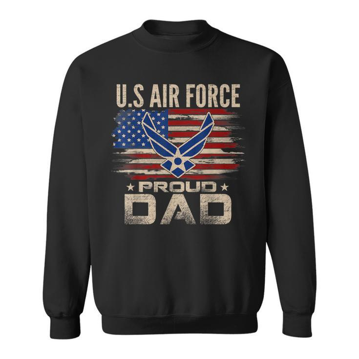 Vintage US Air Force Proud Dad With American Flag  Sweatshirt