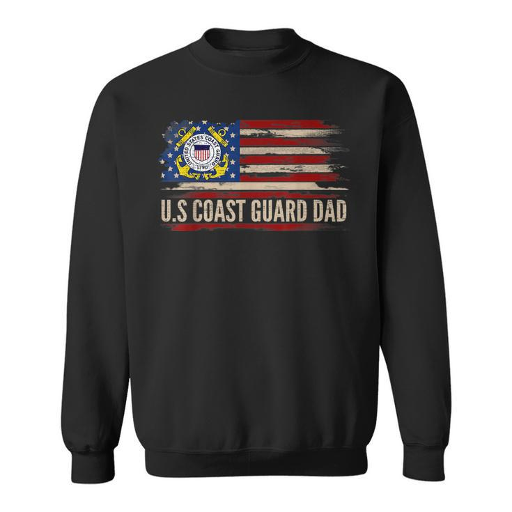 Vintage US Coast Guard Dad American Flag Veteran Gift  Sweatshirt