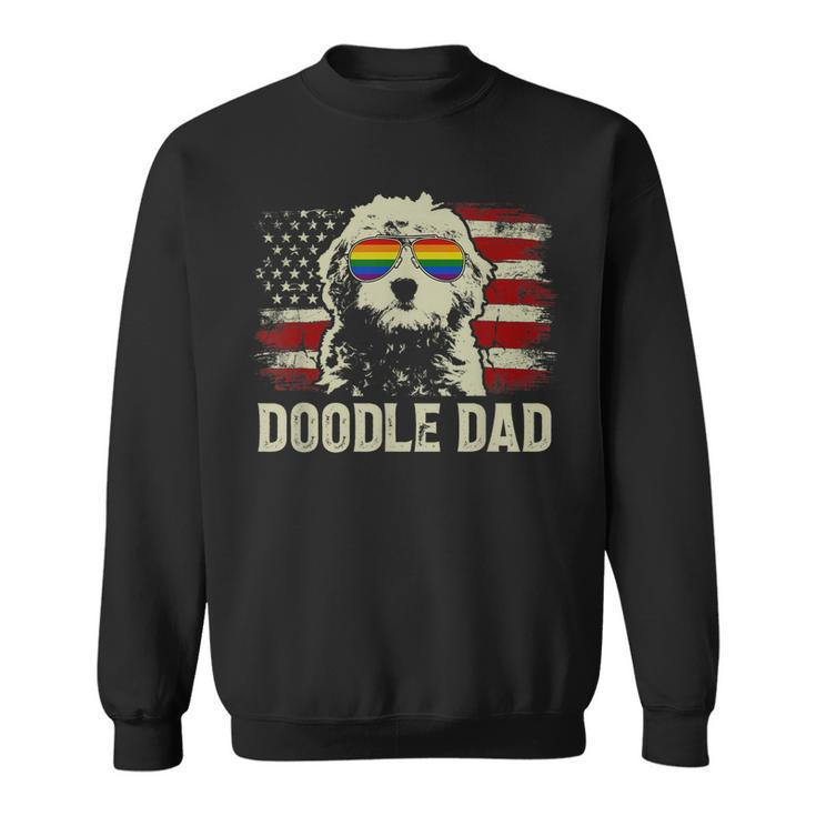 Vintage Usa American Flag Doodle Dad Lgbt Gay Pride   Sweatshirt