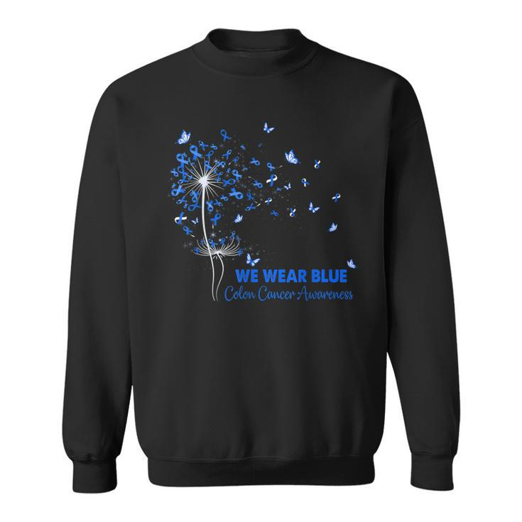 We Wear Bluecolon Cancer Awareness Butterfly  Sweatshirt