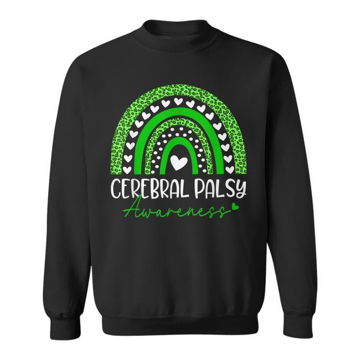 We Wear Green Cerebral Palsy Cp Awareness Rainbow Leopard Sweatshirt