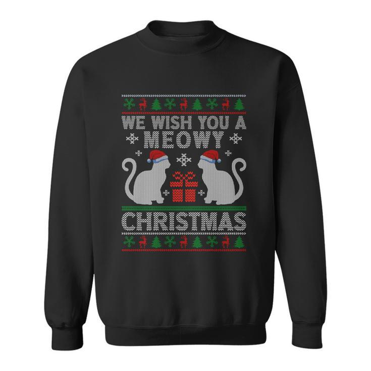 We Wish You A Meowy Catmas Santa Hat Ugly Christmas Sweater Gift Sweatshirt