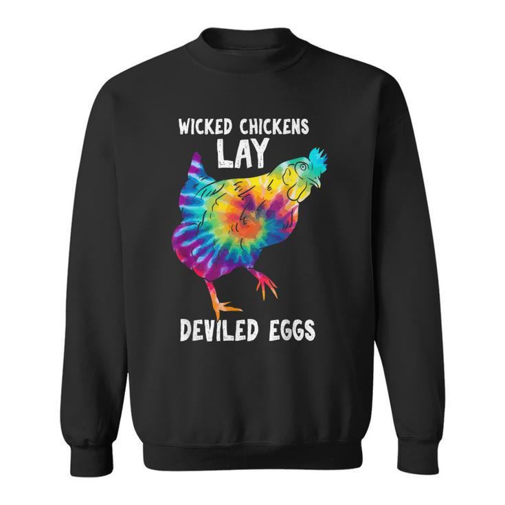 Wicked Chicken Lay Deviled Eggs Funny Farmhouse Chicken  Men Women Sweatshirt Graphic Print Unisex