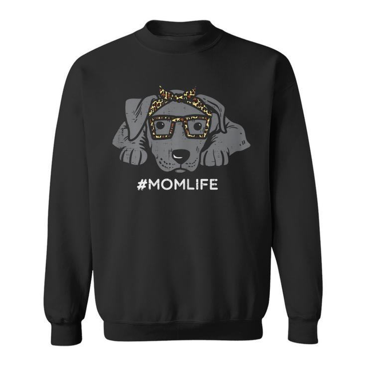 Womens Pitbull Leopard Bandana Mom Life Mothers Day Pittie Dog Mama  Men Women Sweatshirt Graphic Print Unisex