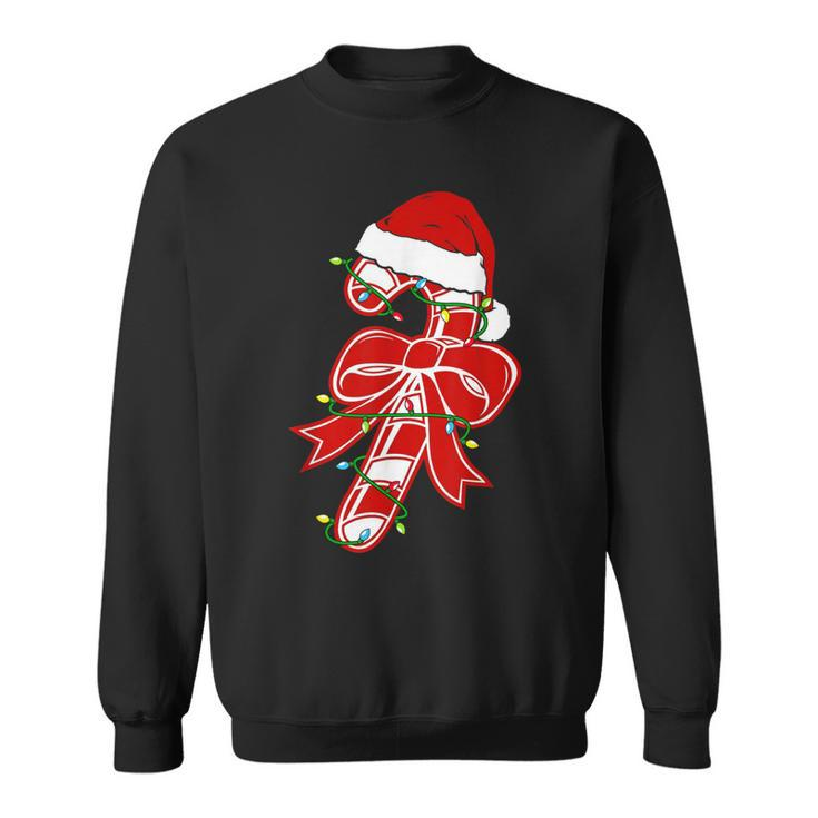 Xmas Candy Cane Crew Santa Hat Christmas Family Matching Pjs Men Women Sweatshirt Graphic Print Unisex