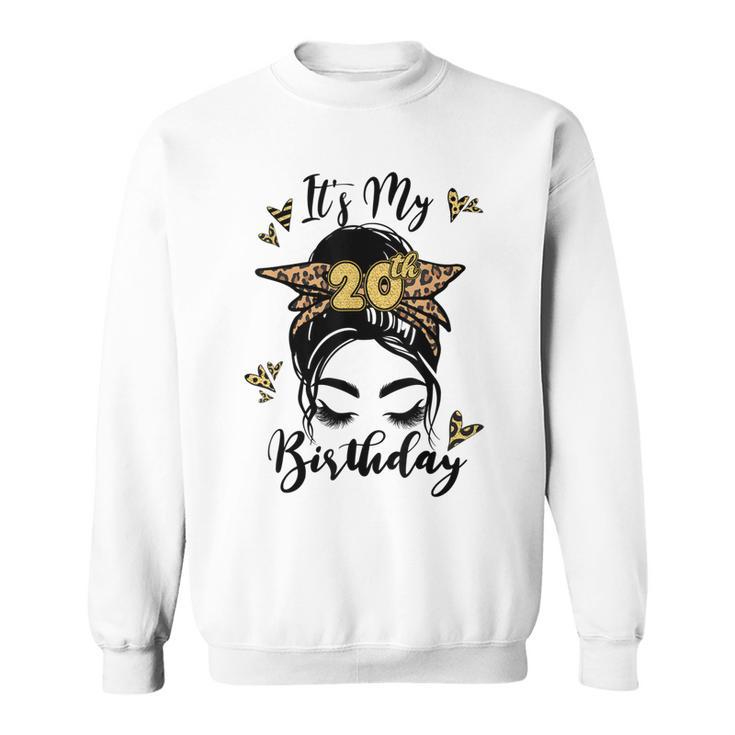 20th-birthday-decorations-girl-messy-bun-20-years-old-bday-sweatshirt