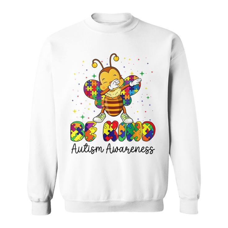 Be Kind Autism Awareness Puzzle Bee Dabbing Support Kids  Sweatshirt