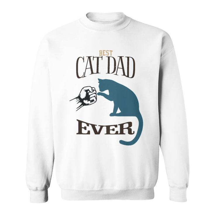 Best Cat Dad Ever Fist Bump Blue Cat Personalized Cat Dad Sweatshirt