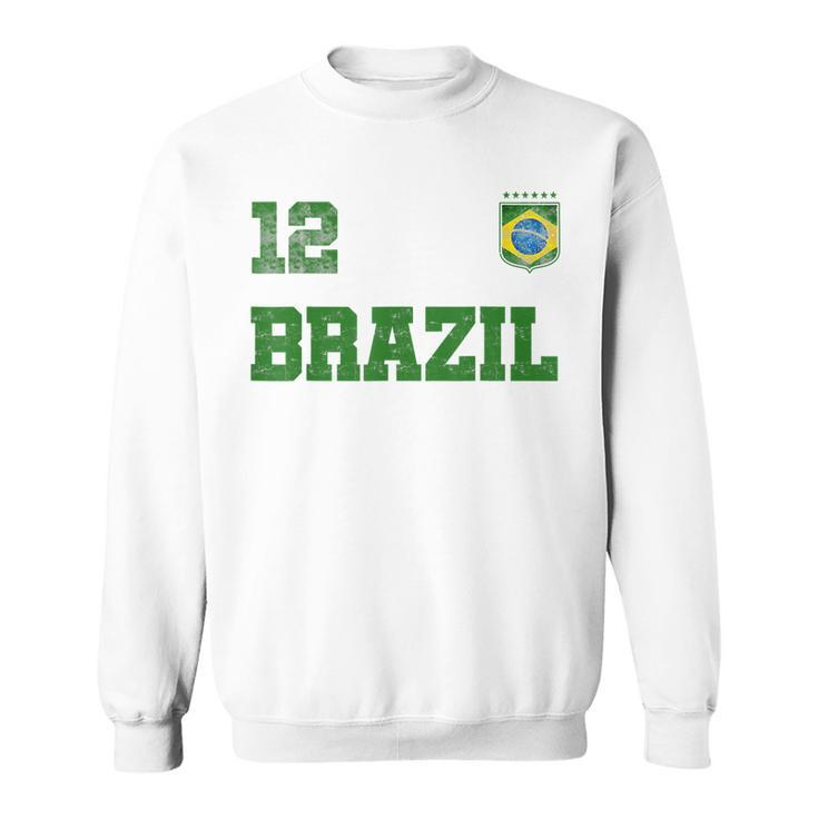 Brazil Jersey Number Twelve Brazilian Futebol Soccer  V2 Men Women Sweatshirt Graphic Print Unisex