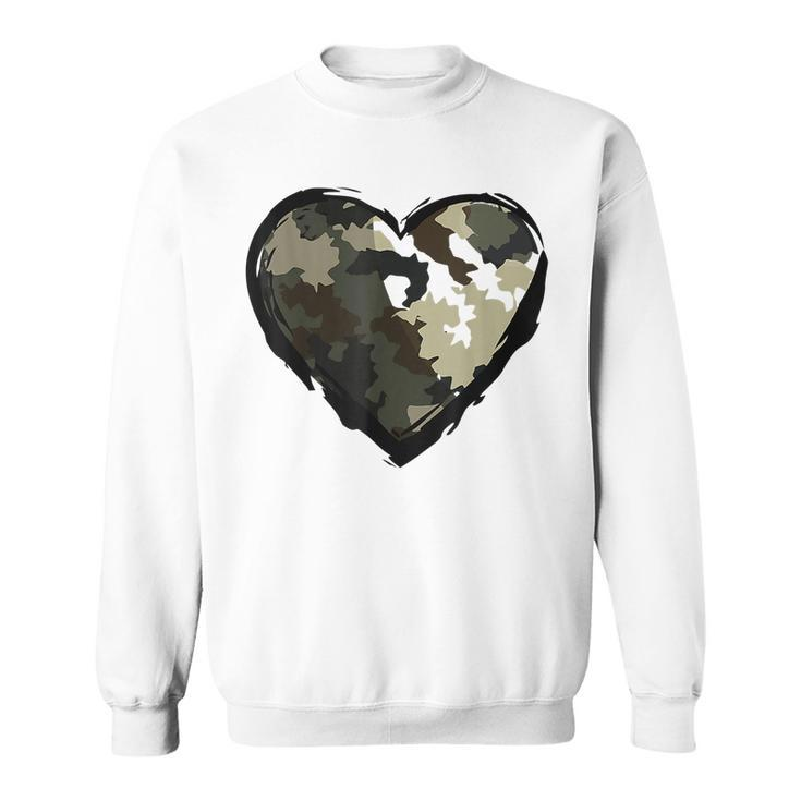 Camo Print Heart Funny Valentines Day Military Men Women  Men Women Sweatshirt Graphic Print Unisex