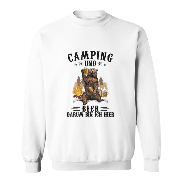 Camping und Bier Herren Sweatshirt, Lustiges Outdoor Freizeitshirt