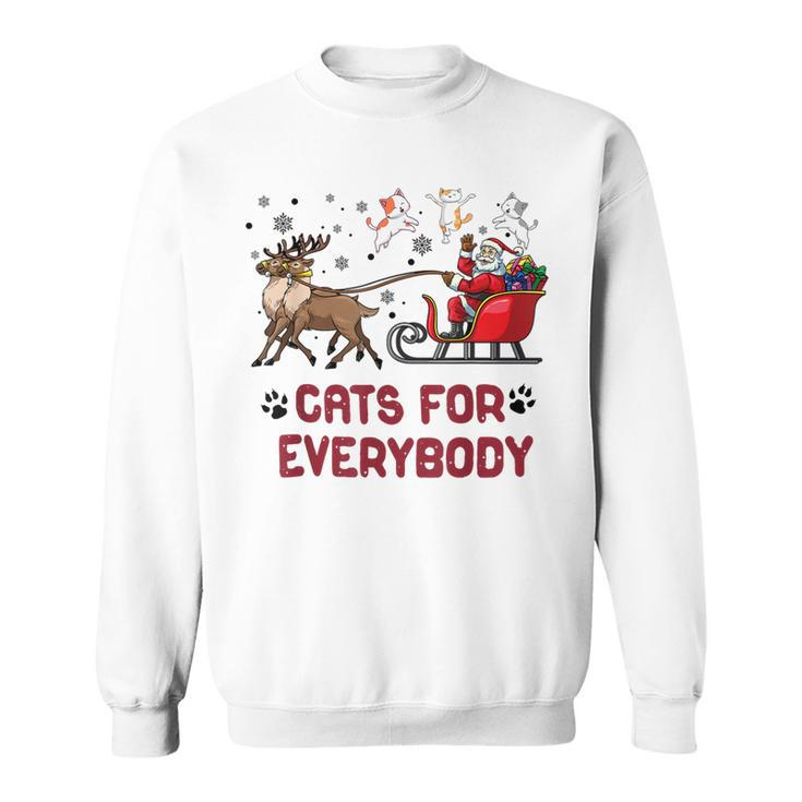 Cats For Everybody Ugly Christmas Cat Funny Xmas Favorite Men Women Sweatshirt Graphic Print Unisex