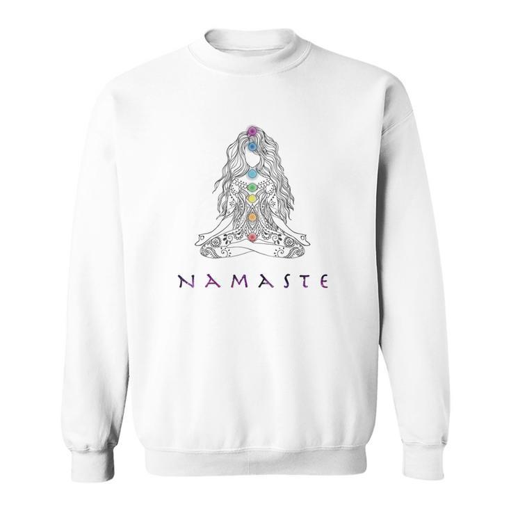 Chakra Meditation Herren Sweatshirt mit Namaste-Schriftzug, Spirituelles Design