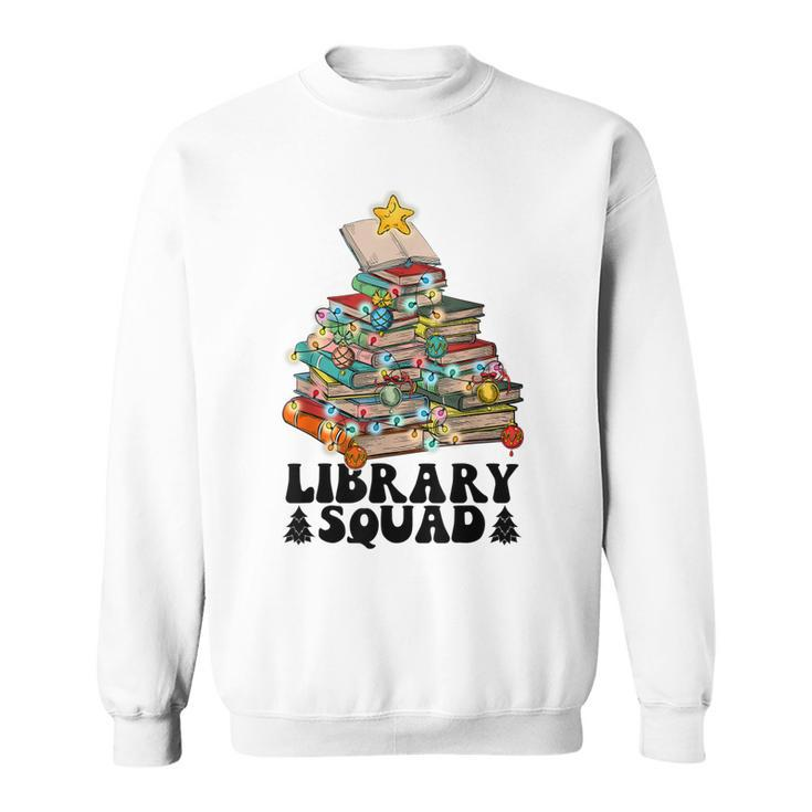 Christmas Library Squad Christmas Tree Book Lover Librarian  Men Women Sweatshirt Graphic Print Unisex
