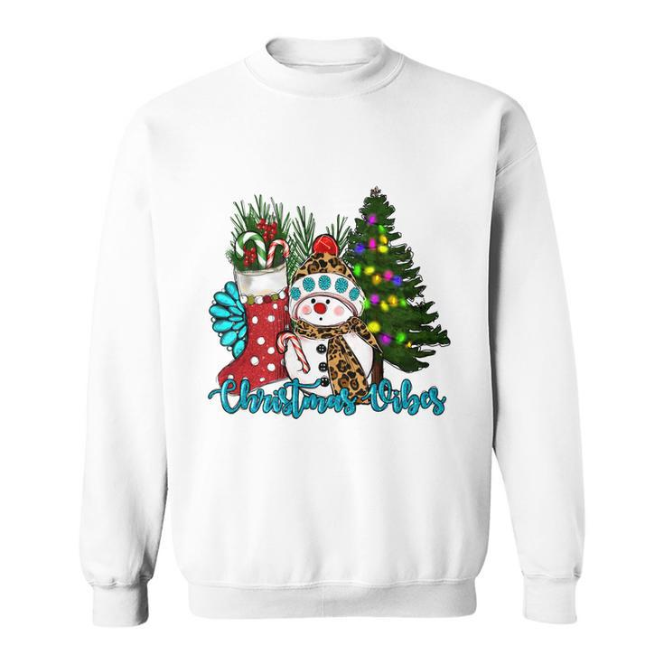 Christmas Vibes Snowman Christmas Trees Sweatshirt