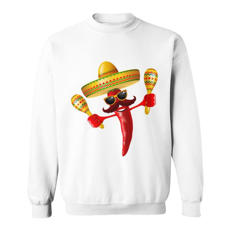 Cinco De Mayo Chili Pepper Dancing Moustache Mexican Sweatshirt