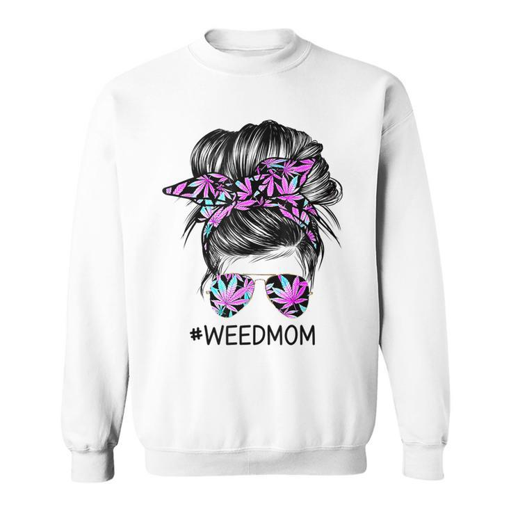 Classy Mom Life With Leopard Mom Marijuana Weed Lover  Sweatshirt