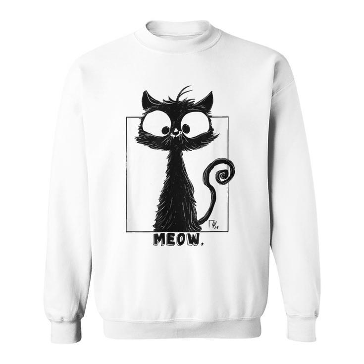 Cute Black Cat  For Kitty Lovers | Big Eyes Cat   Men Women Sweatshirt Graphic Print Unisex