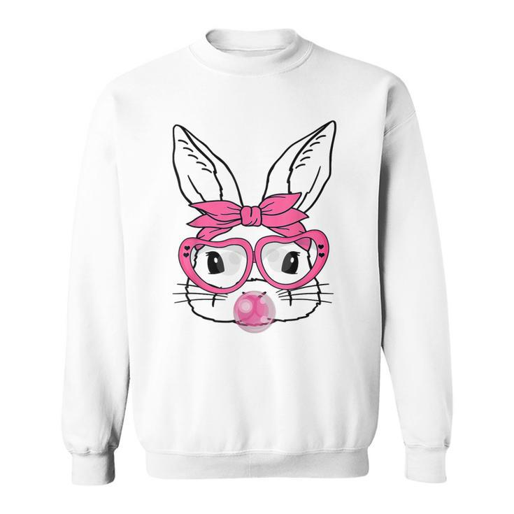 Cute Bunny Heart Glasses Bubblegum For Women Kids Easter Day  Sweatshirt