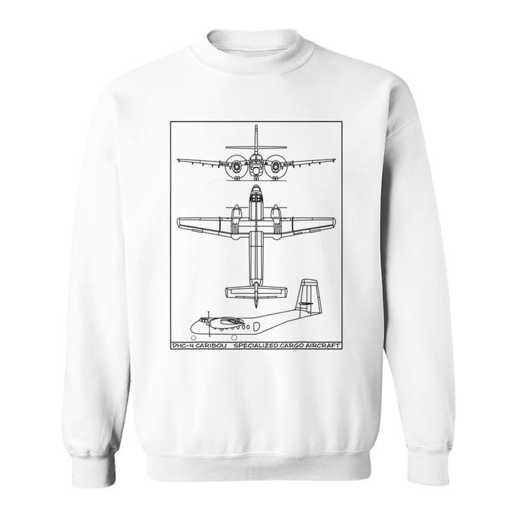 Dhc4 Caribou Cargo Aircraft Blueprint Sweatshirt
