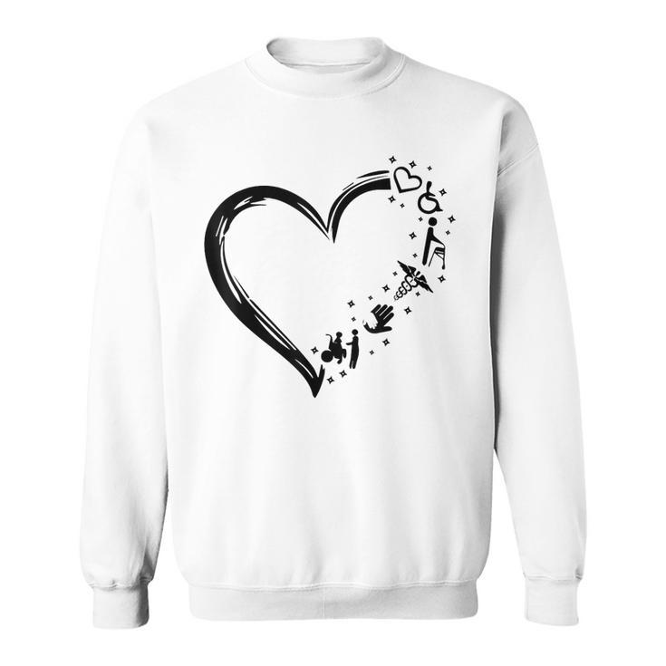 Disability Support Heart Helping Hands Disability Pride  Sweatshirt