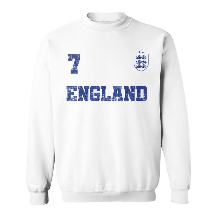 England Soccer Jersey Number Seven British Flag Futebol Fan Men Women Sweatshirt Graphic Print Unisex