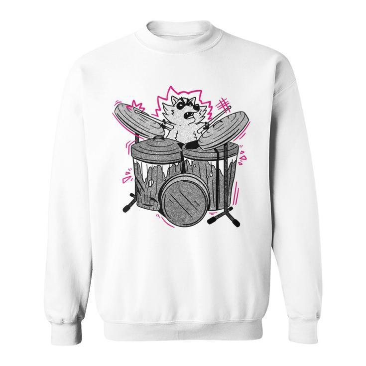 Funny Animals Raccoon Playing Drums Music  Sweatshirt