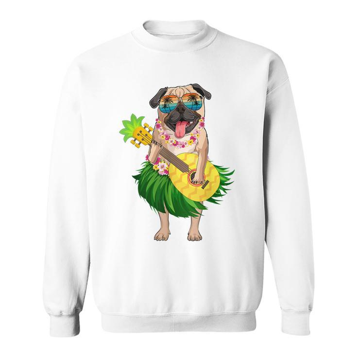 Funny Hawaiian Pug Dog & Pineapple Ukulele Summer Vacation  Sweatshirt
