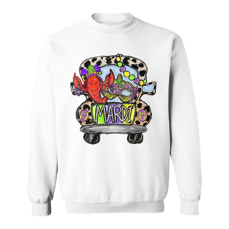 Funny Mardi Truck New Orleans Mardi Gras Beads Fleur De Lis  Sweatshirt