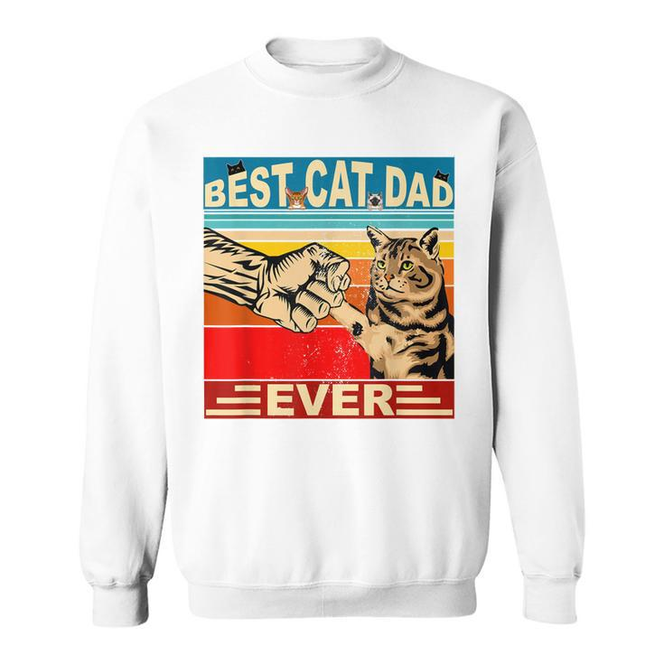 Funny Retro Best Cat Dad Ever Vintage Mens Dads Kitty Lovers  Sweatshirt