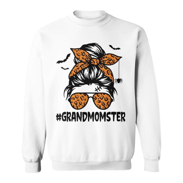 Grandmomster  Women Halloween Nana Grandma Messy Bun  Men Women Sweatshirt Graphic Print Unisex