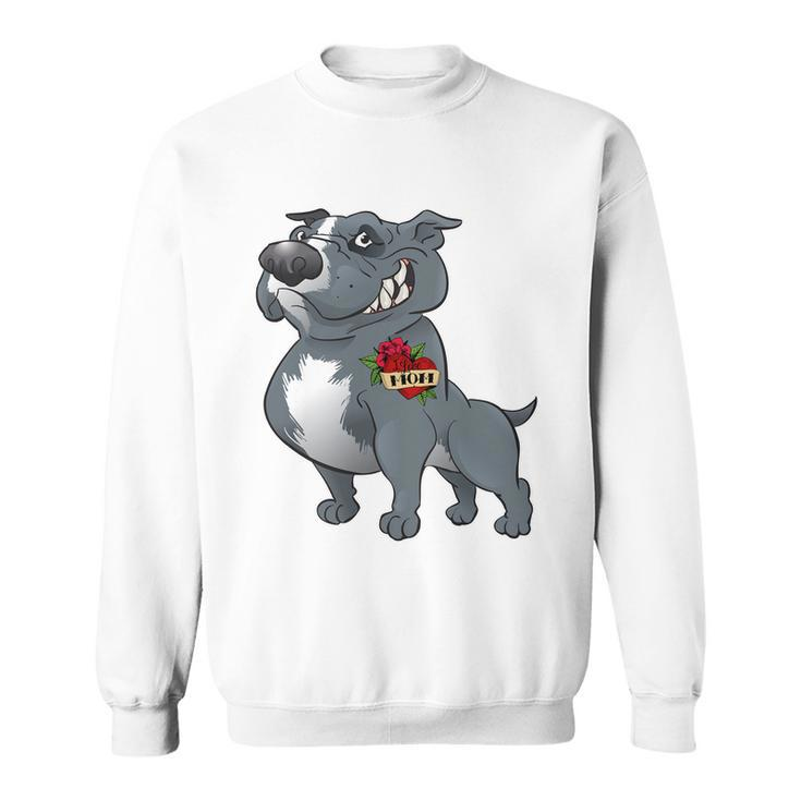 Grey Pitbull I Love Mom Sweatshirt