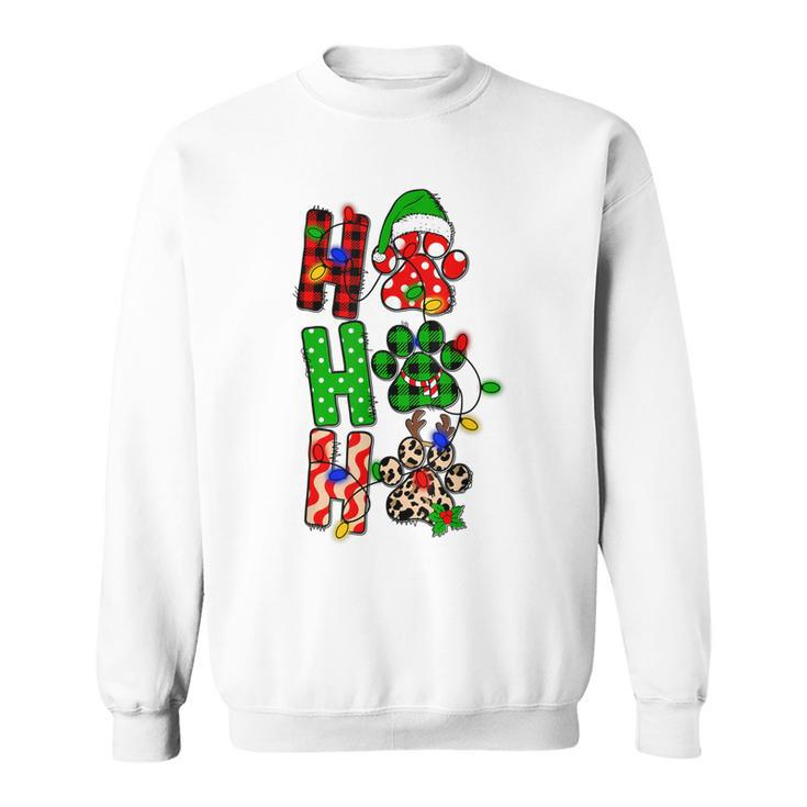 Ho Ho Ho Christmas Dog Paws Funny Xmas Santa Matching Pjs  Men Women Sweatshirt Graphic Print Unisex